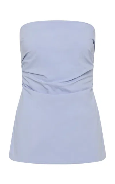 St Agni Strapless Cotton-blend Top In Blue