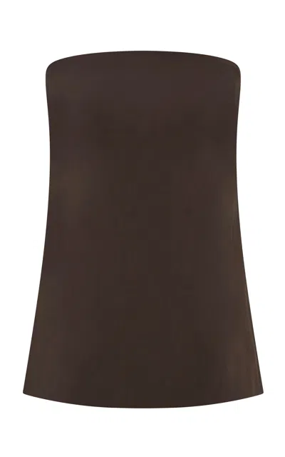 St Agni Strapless Cotton-blend Top In Brown