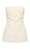 St Agni Strapless Cotton-blend Top In Neutral