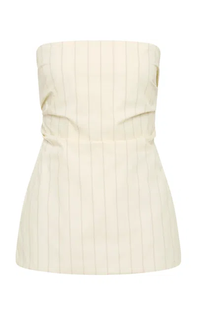 St Agni Strapless Cotton-blend Top In Neutral