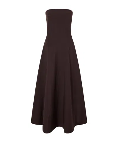 St Agni Strapless Cotton-blend Midi Dress In Brown