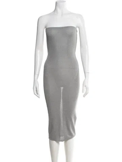 Pre-owned St Agni Strapless Knee-length Dress In Gray