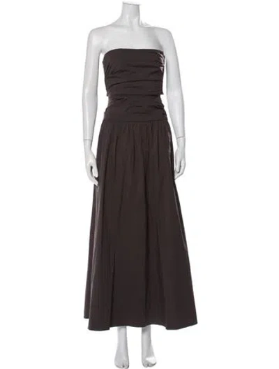 Pre-owned St Agni Strapless Long Dress In Brown