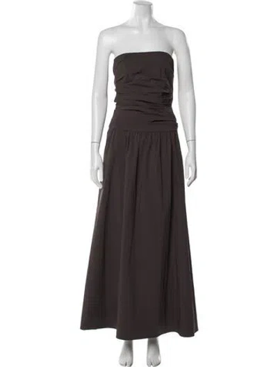 Pre-owned St Agni Strapless Long Dress In Brown
