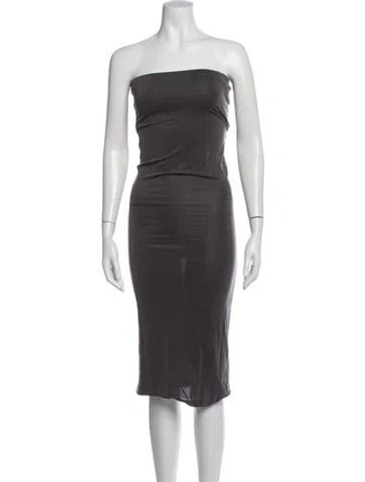 Pre-owned St Agni Strapless Midi Length Dress In Grey