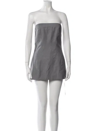 Pre-owned St Agni Strapless Mini Dress In Grey