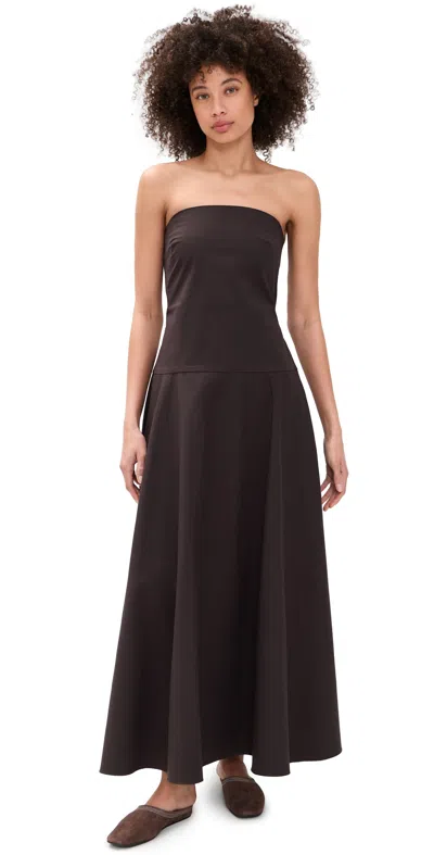 St Agni Strapless Rouleau Dress Bark In Brown