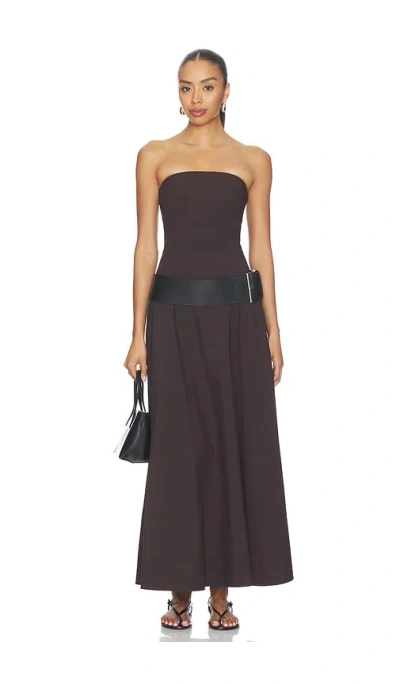 St Agni Strapless Rouleau Dress In Brown