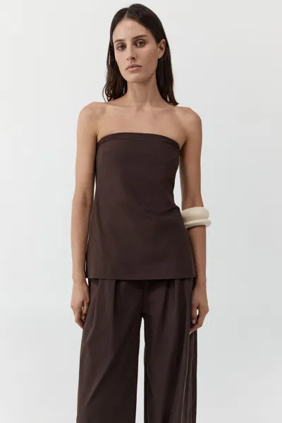 St Agni Strapless Rouleau Tie Top In Brown