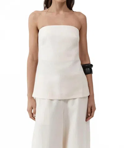 St Agni Strapless Rouleau Tie Top In Ivory In White