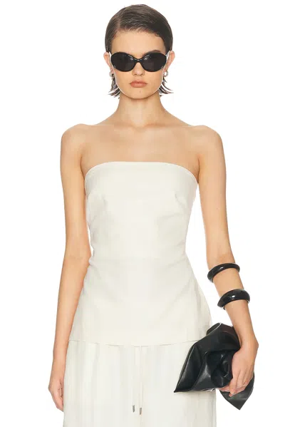 St Agni Strapless Rouleau Tie Top In White