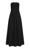 St Agni Strapless Sculpted Cotton Maxi Dress In Black