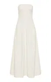 St Agni Strapless Sculpted Cotton Maxi Dress In White
