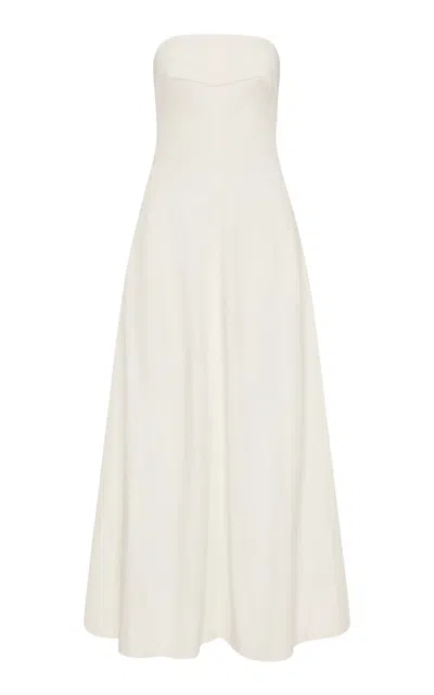 St Agni Strapless Sculpted Cotton Maxi Dress In White