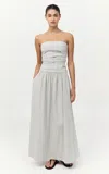 St Agni Strapless Tie-back Cotton-blend Maxi Dress In Silver