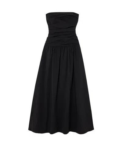 St Agni Strapless Tie-back Crinkled Cotton-blend Maxi Dress