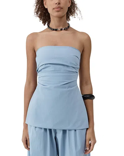 St Agni Strapless Tie Back Top In Blue