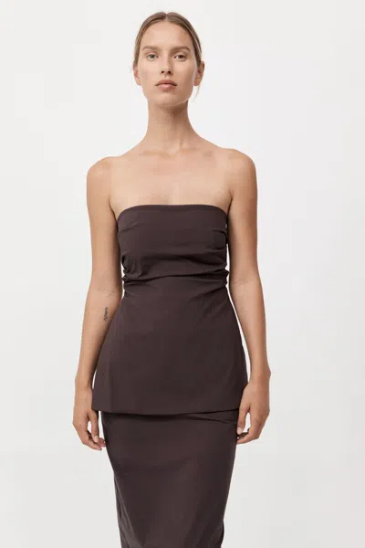 St Agni Strapless Tie Back Top In Chocolate Plum