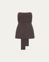 St Agni Tie-back Cotton-nylon Strapless Top In Chocolate Plum