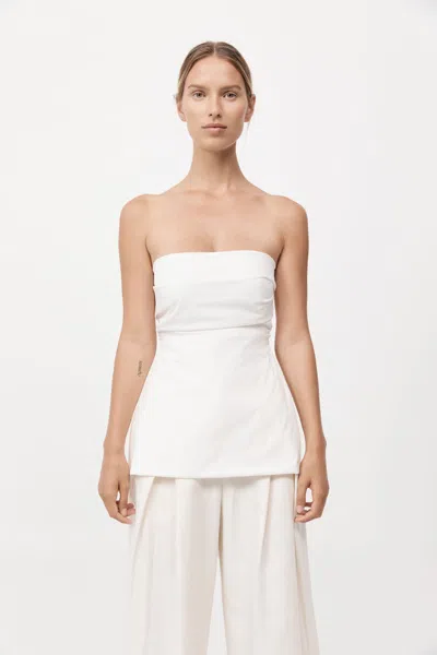 St Agni Strapless Tie Back Top In Off White