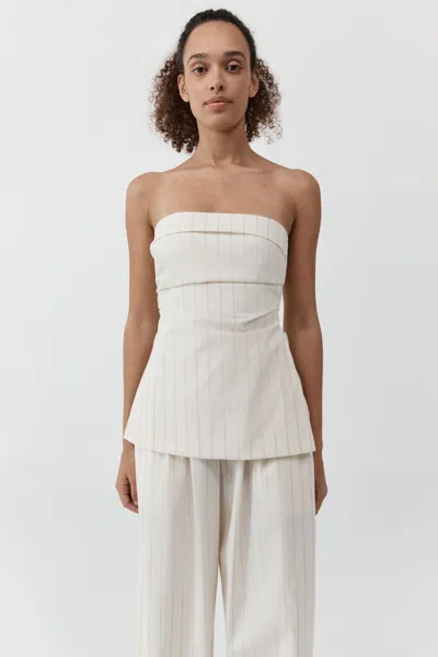 St Agni Strapless Tie Back Top In White