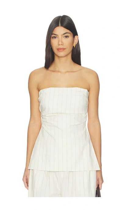 St Agni Strapless Tie Back Top In Neutral