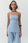 St Agni Strapless Tie Back Top In Sky