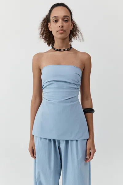 St Agni Strapless Tie Back Top In Sky