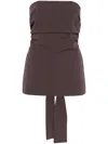 St Agni Tie-back Cotton-nylon Strapless Top In Brown