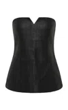 St Agni Strapless Woven Leather Bodice In Black