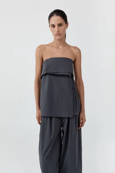 St Agni Strapless Wrap Top In Iron Glaze
