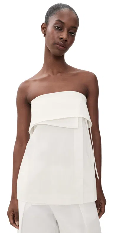 St Agni Strapless Draped Cotton-blend Top In White