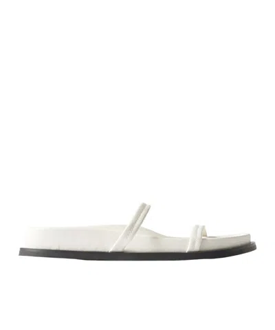 St Agni Strappy Leather Slippers In White