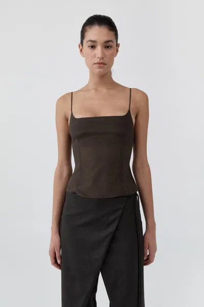 St Agni Stretch Silk Cami In Brown