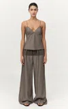 St Agni Striped Cami Top In Khaki