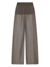 St Agni Splice Pinstriped Twill And Cotton-blend Poplin Wide-leg Pants In Green