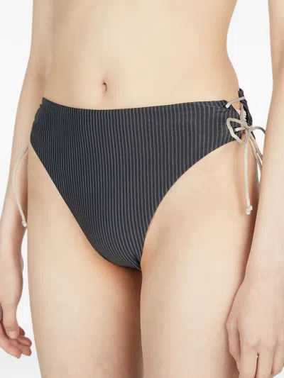 St Agni Striped Self-tie Bikini Bottoms In Black