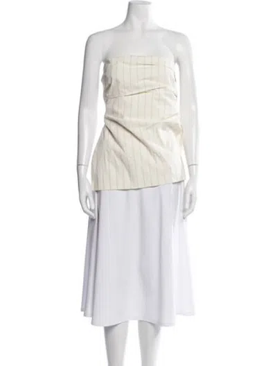 Pre-owned St Agni Striped Strapless Top In Neutrals