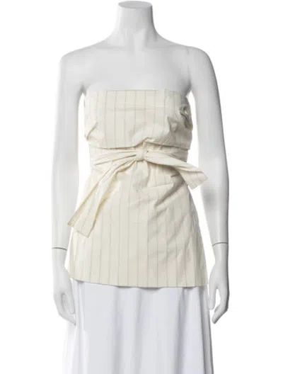 Pre-owned St Agni Striped Strapless Top W/ Tags In Neutrals