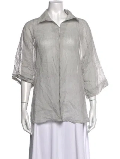 Pre-owned St Agni Striped Three-quarter Sleeve Top In Grey