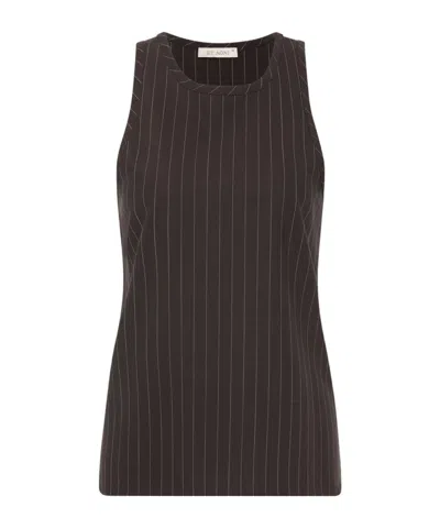 St Agni Distressed Pinstriped Wool-blend Tank In Brown