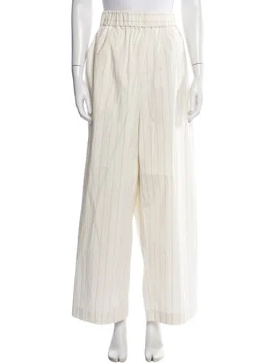 Pre-owned St Agni Striped Wide Leg Pants In Neutrals
