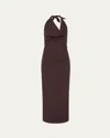 St Agni Structural Tie Dress In Dark Purple