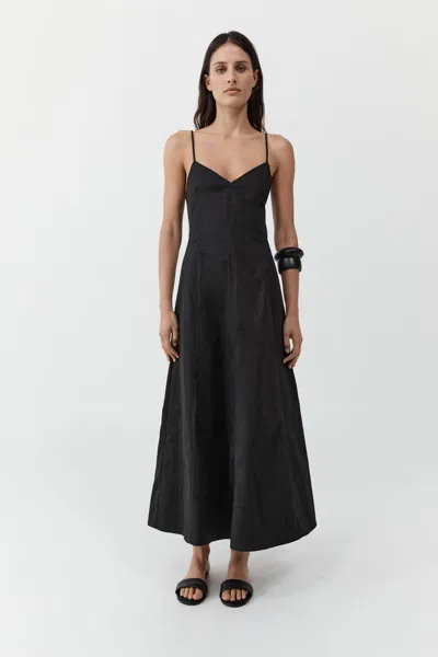 St Agni Structured Cotton Dress In Black