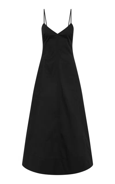 St Agni Structured Cotton Midi Dress In Black