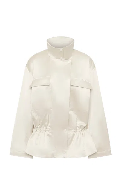 St Agni St. Agni Structured Cotton-blend Satin Utility Parka In Ivory