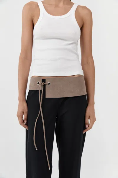 St Agni Suede Asymmetric Belt In Brown