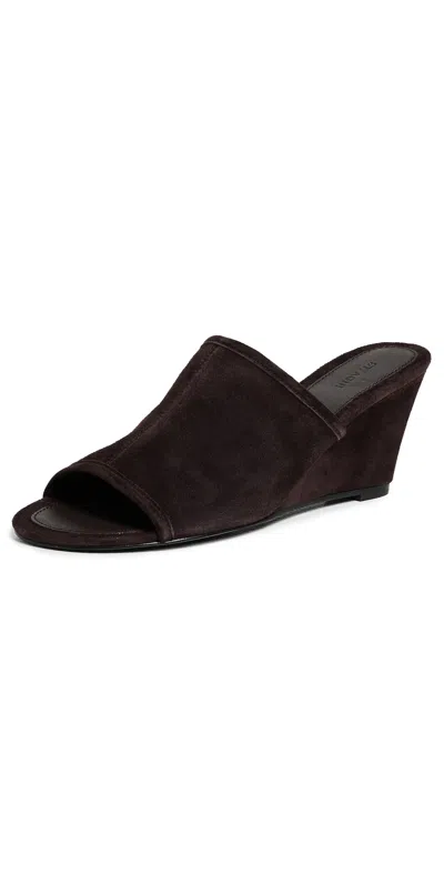 St Agni Suede Bandeau Wedges Coffee In Brown