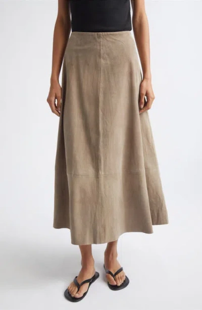 St Agni St. Agni Suede Circle Midi Skirt In Neutral