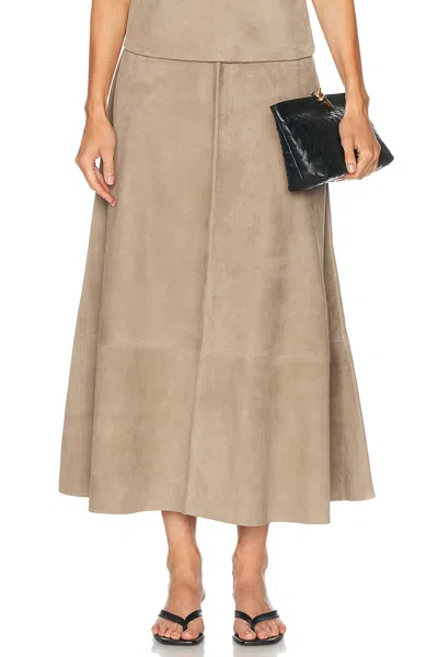 St Agni Suede Circle Skirt In Earth
